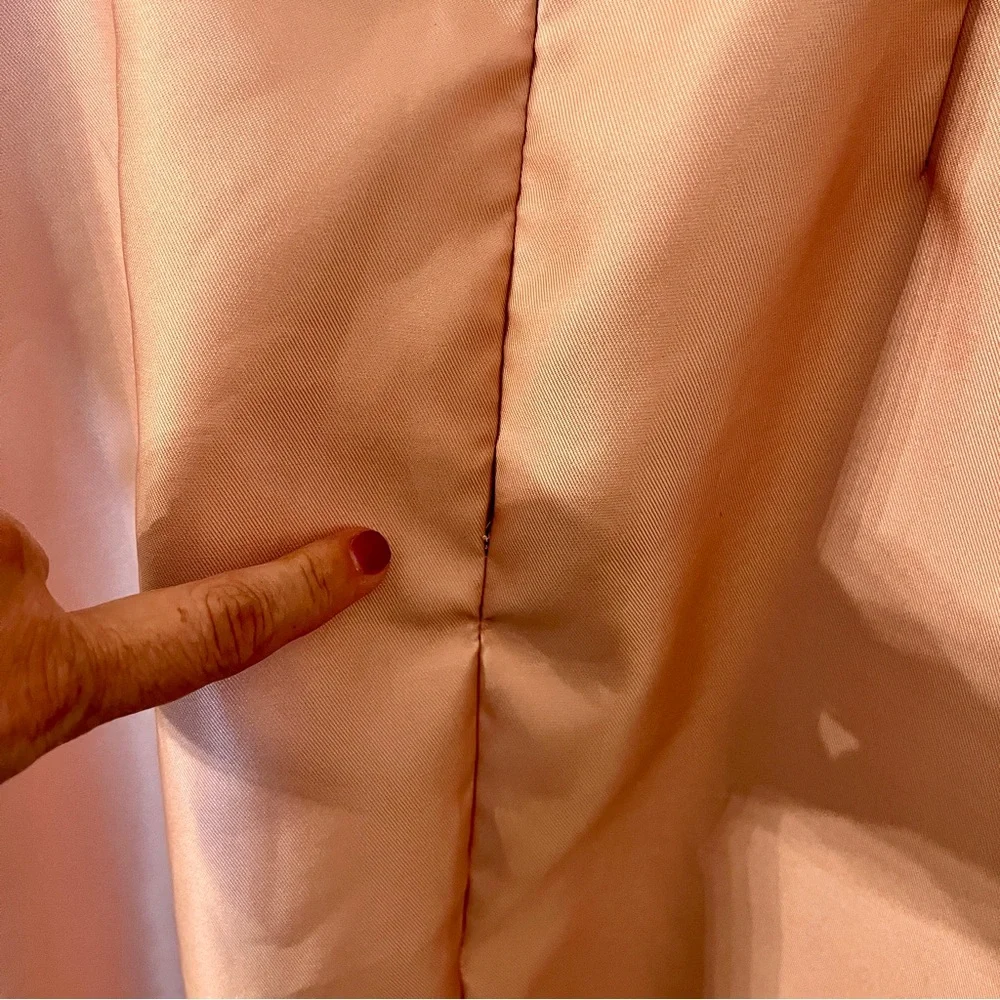 ALFRED SUNG Off-the-Shoulder Draped Wrap Satin Maxi Dress Toasted Sugar 8 AS IS - Picture 10 of 11